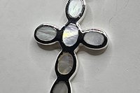 Pearlescent Mother of Pearl Inlay Cross Pendant/Necklace