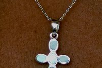 Pearlescent Mother of Pearl Inlay Cross Pendant/Necklace