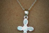 Pearlescent Mother of Pearl Inlay Cross Pendant/Necklace