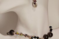 Velvet Spheres Genuine Garnet Jewelry Set with Necklace and Earrings (105 carats)