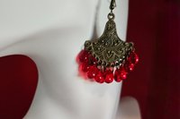 Pomegranate Red Czech Earrings