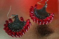 Pomegranate Red Czech Earrings