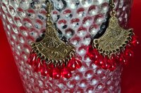 Pomegranate Red Czech Earrings