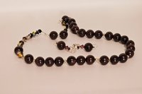 Velvet Spheres Genuine Garnet Jewelry Set with Necklace and Earrings (105 carats)