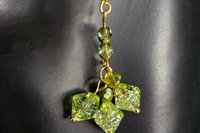 Green Cracked Glass and Crystal Earring