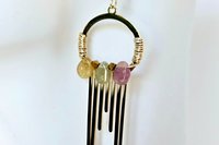 Tourmaline Geometric Dreamcatcher Earrings