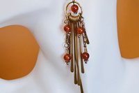 Bronze Paddles with Burnt Orange Crystal Earrings