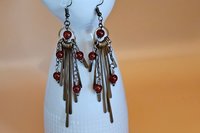 Bronze Paddles with Burnt Orange Crystal Earrings