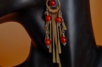 Bronze Paddles with Burnt Orange Crystal Earrings