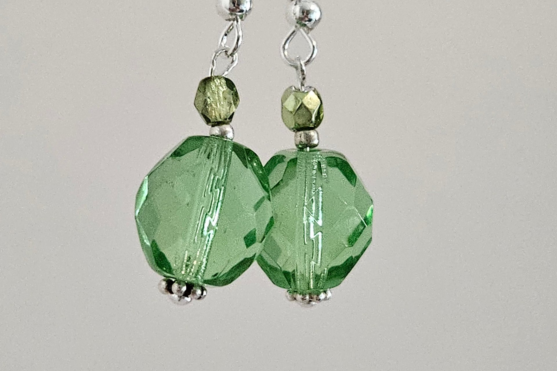 Emerald Glitter Czech Crystal Earrings