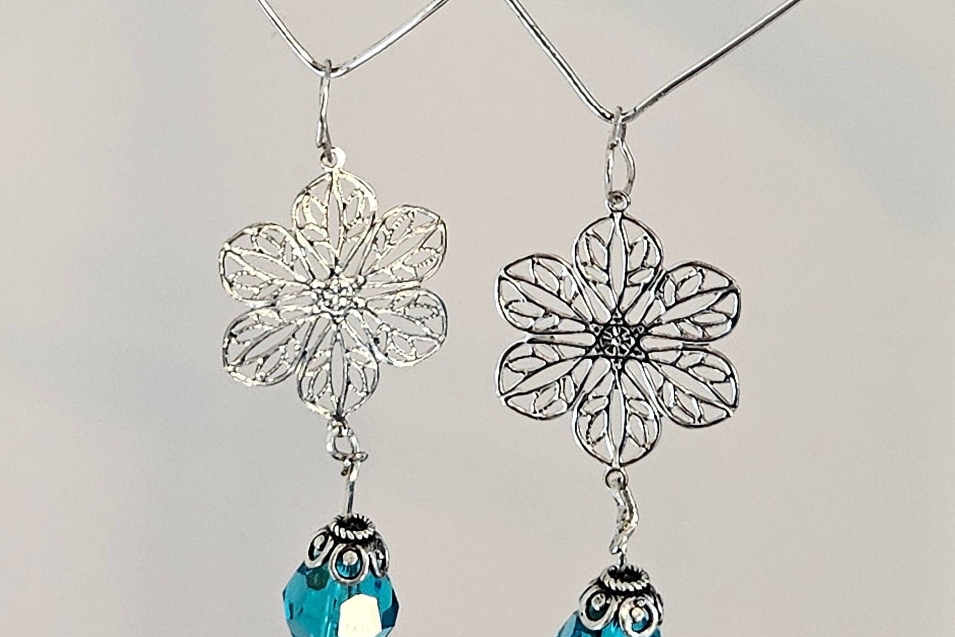 Aqua Prism Chandelier Earrings