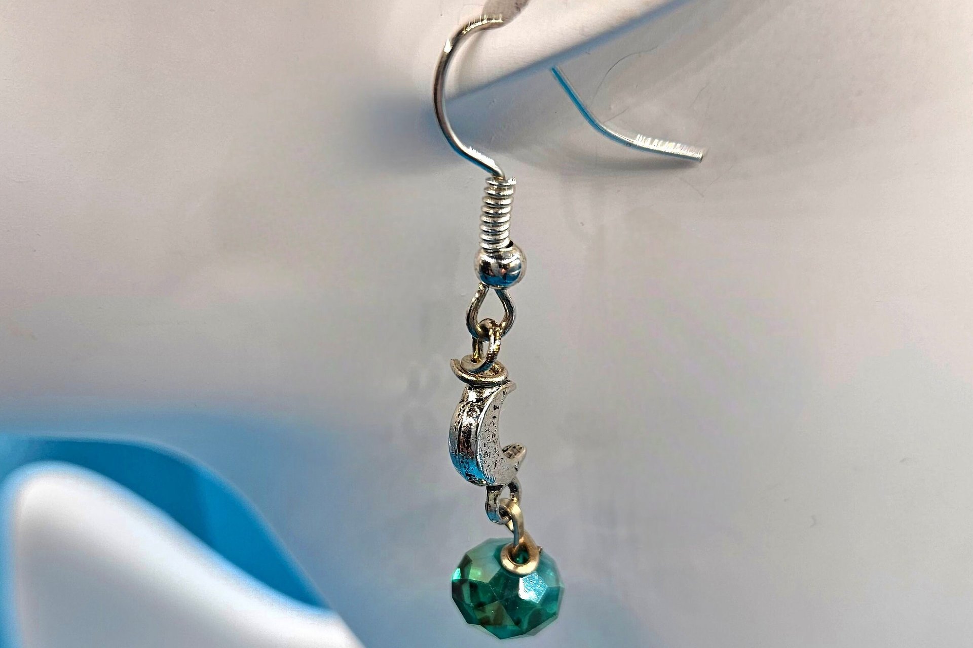 Silver Crystal Moon Earrings