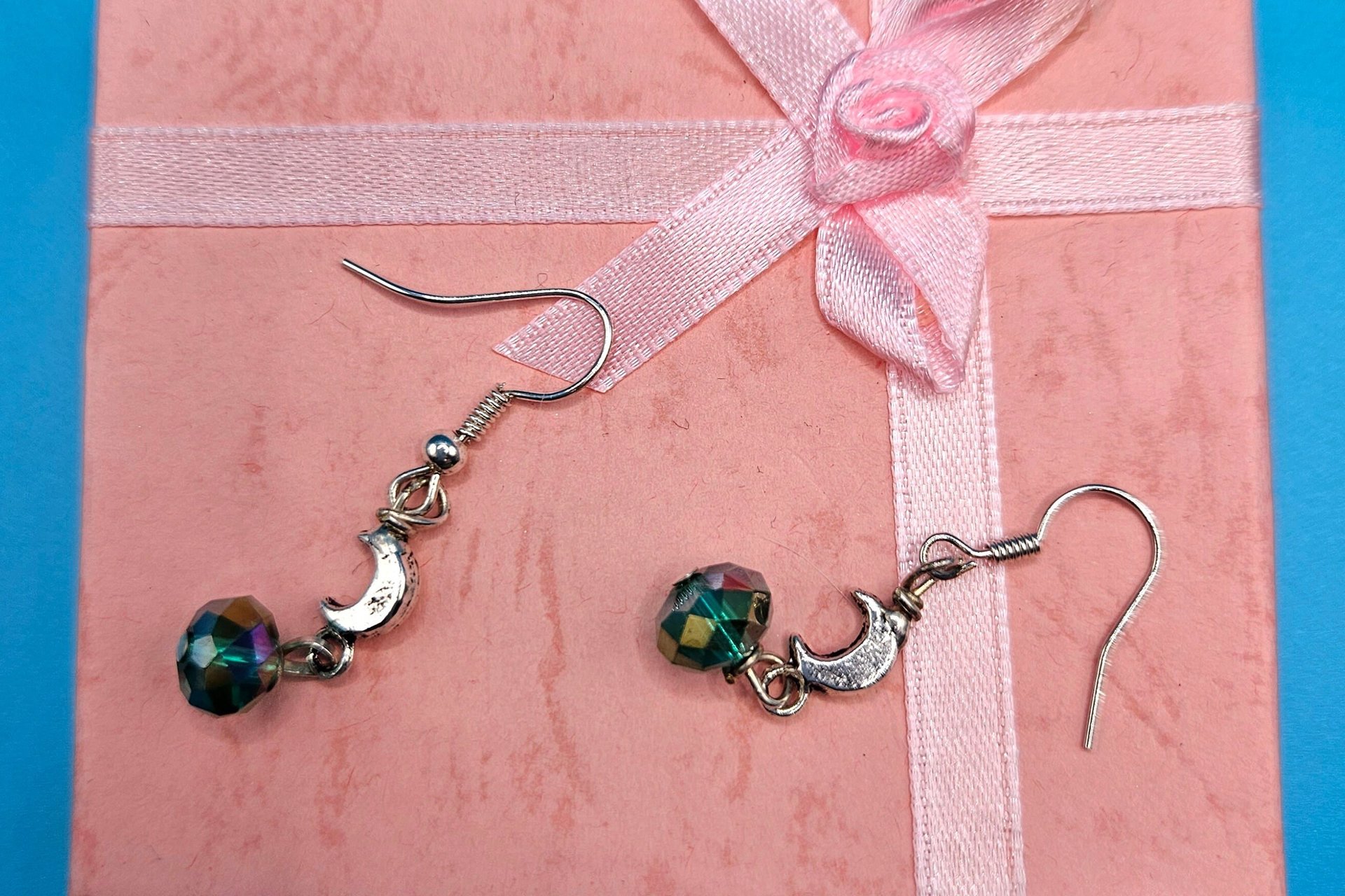 Silver Crystal Moon Earrings