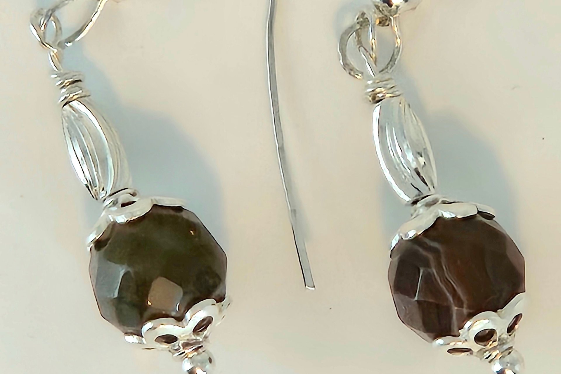 Lunar Mist Gray Gemstone Earrings