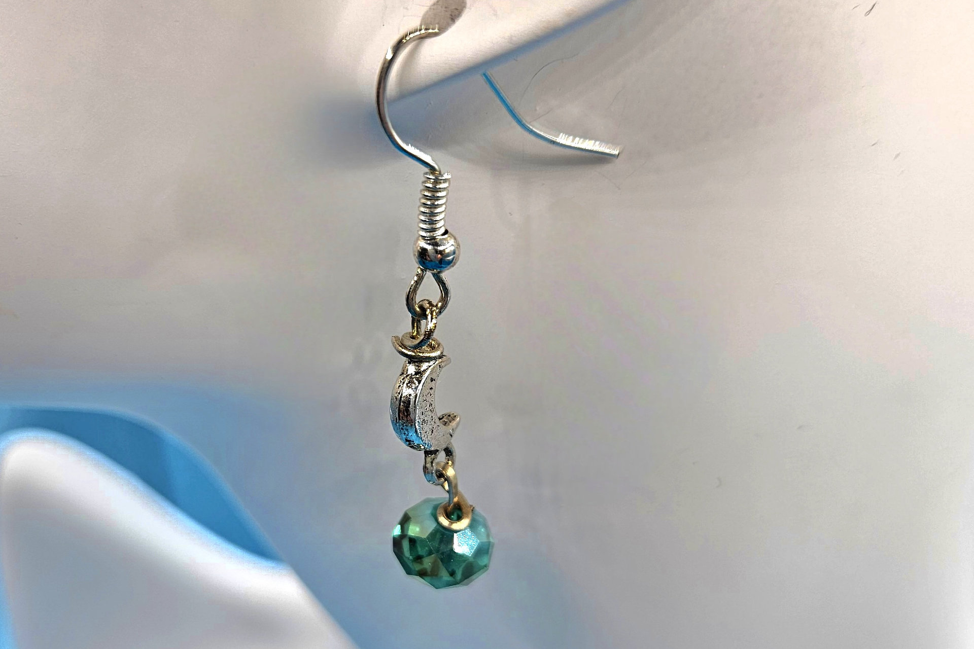 Silver Crystal Moon Earrings