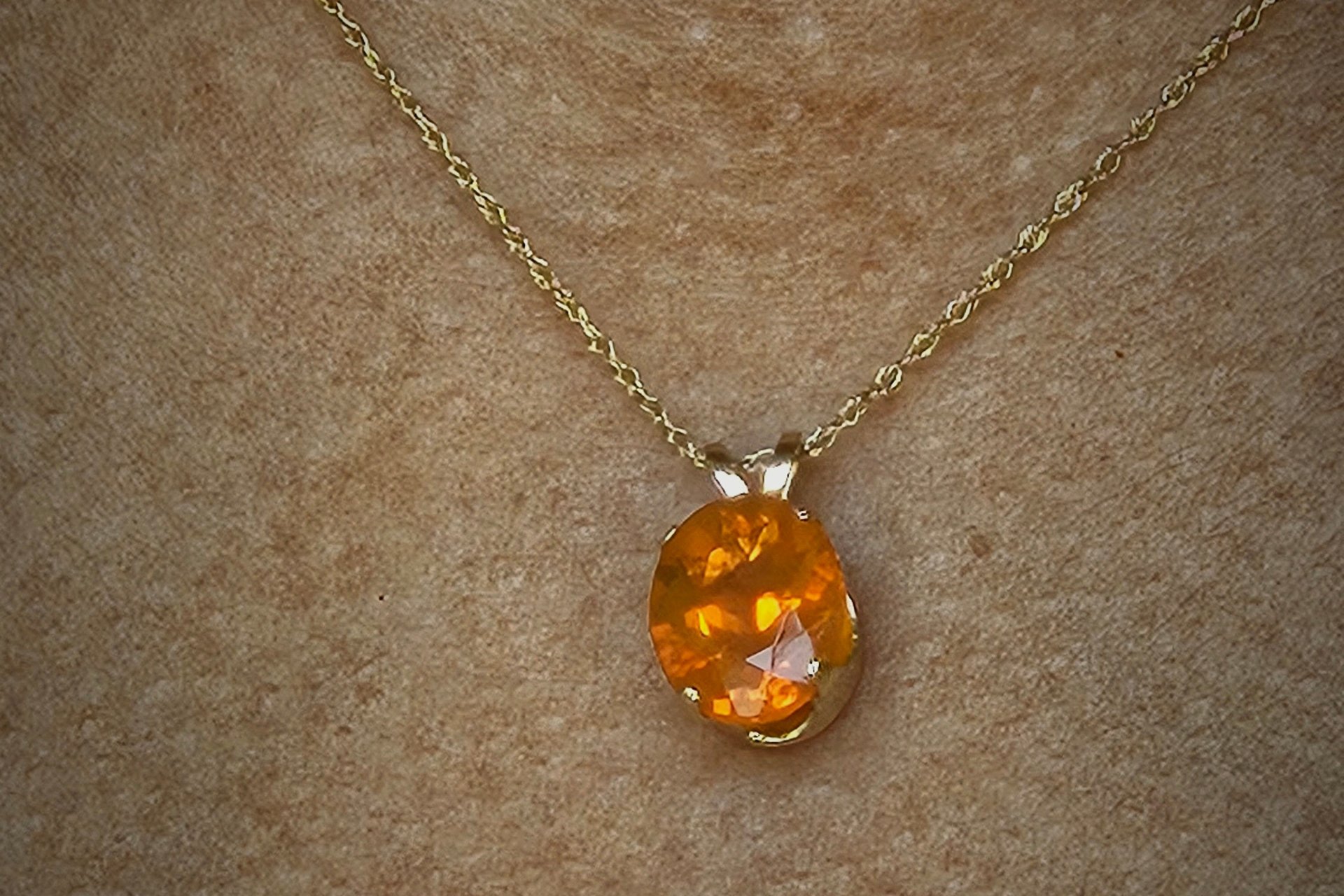 Fiery Brazilian Fire Opal Necklace