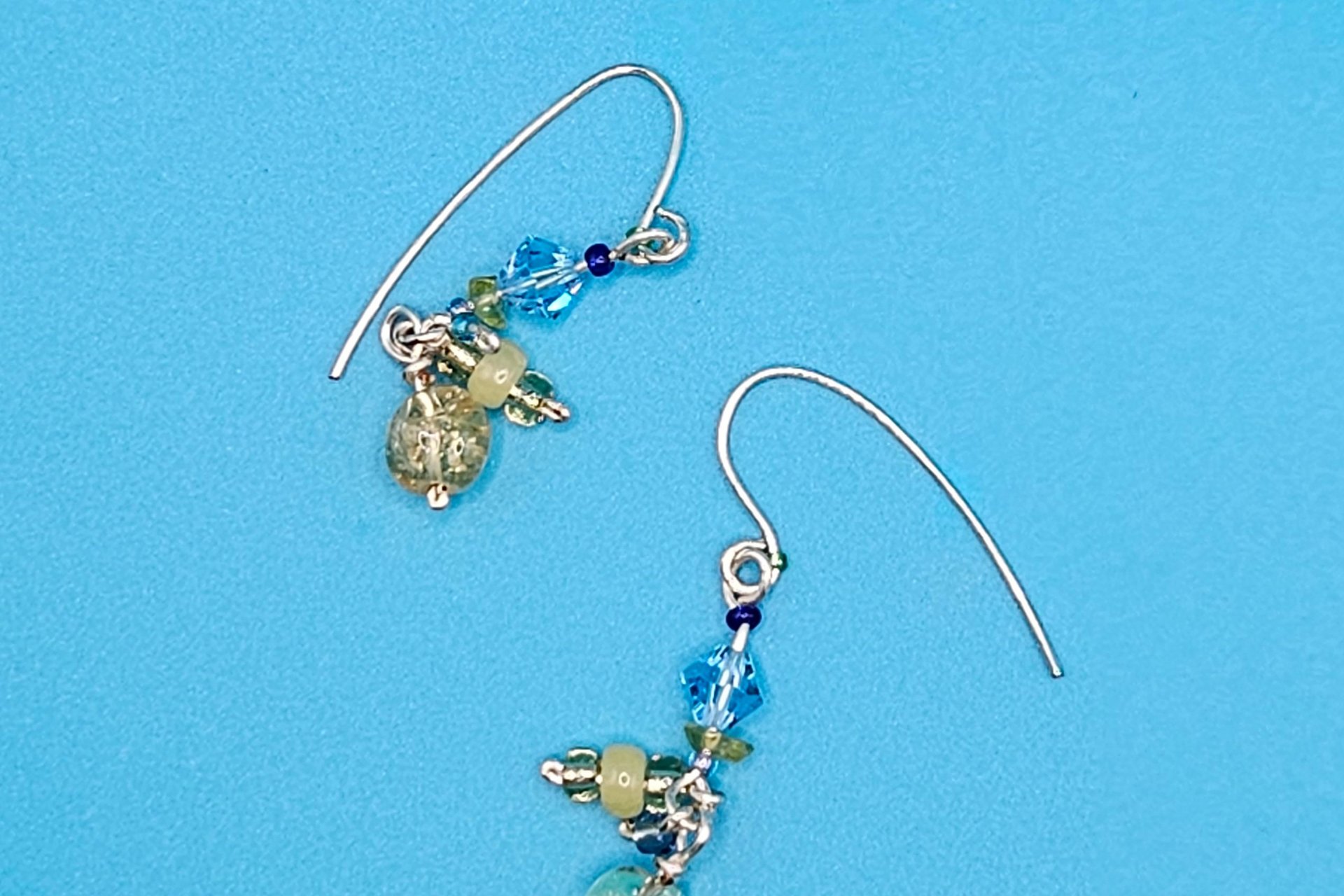 Magical Yellow and Blue Swarovski Cluster Earrings