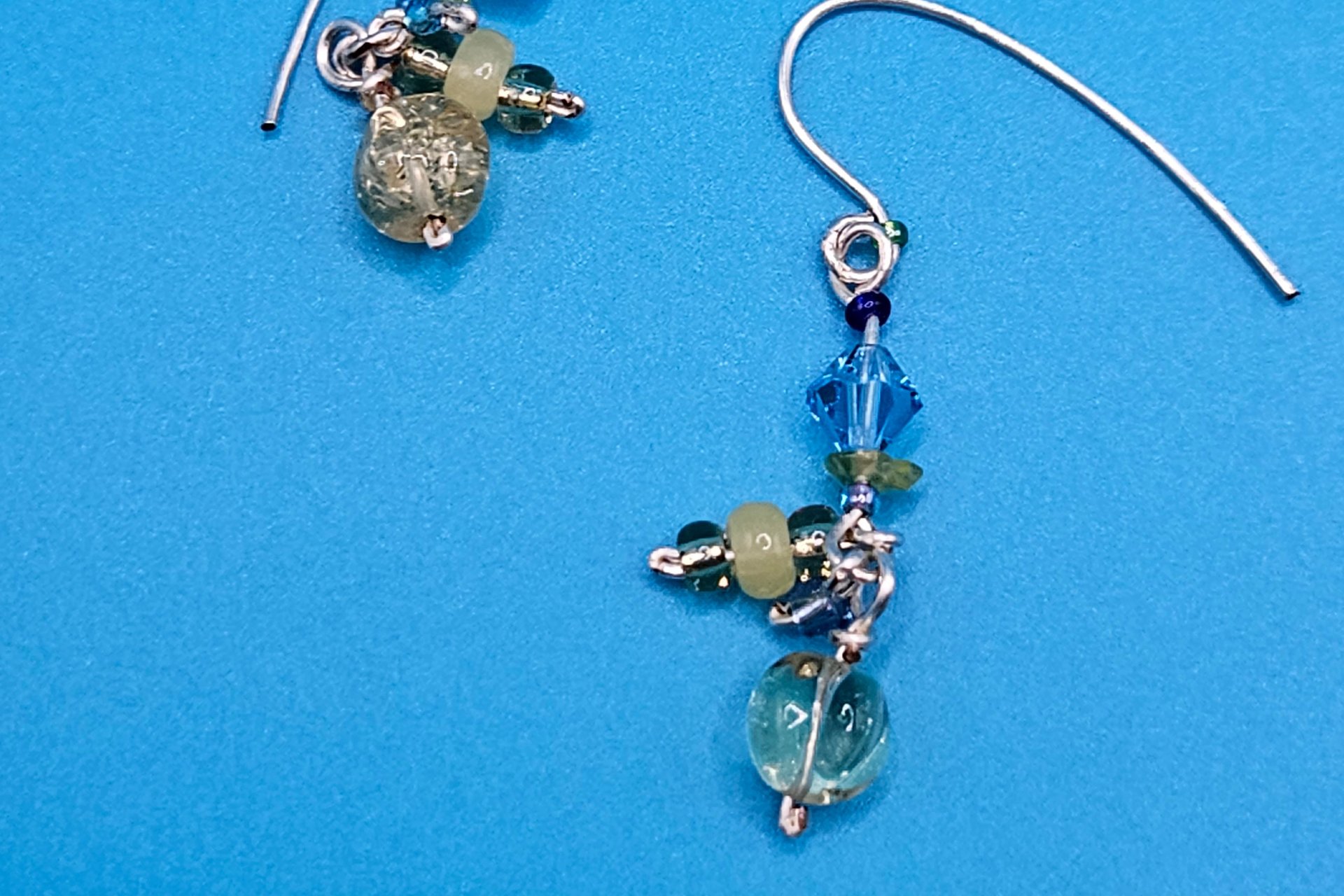 Magical Yellow and Blue Swarovski Cluster Earrings
