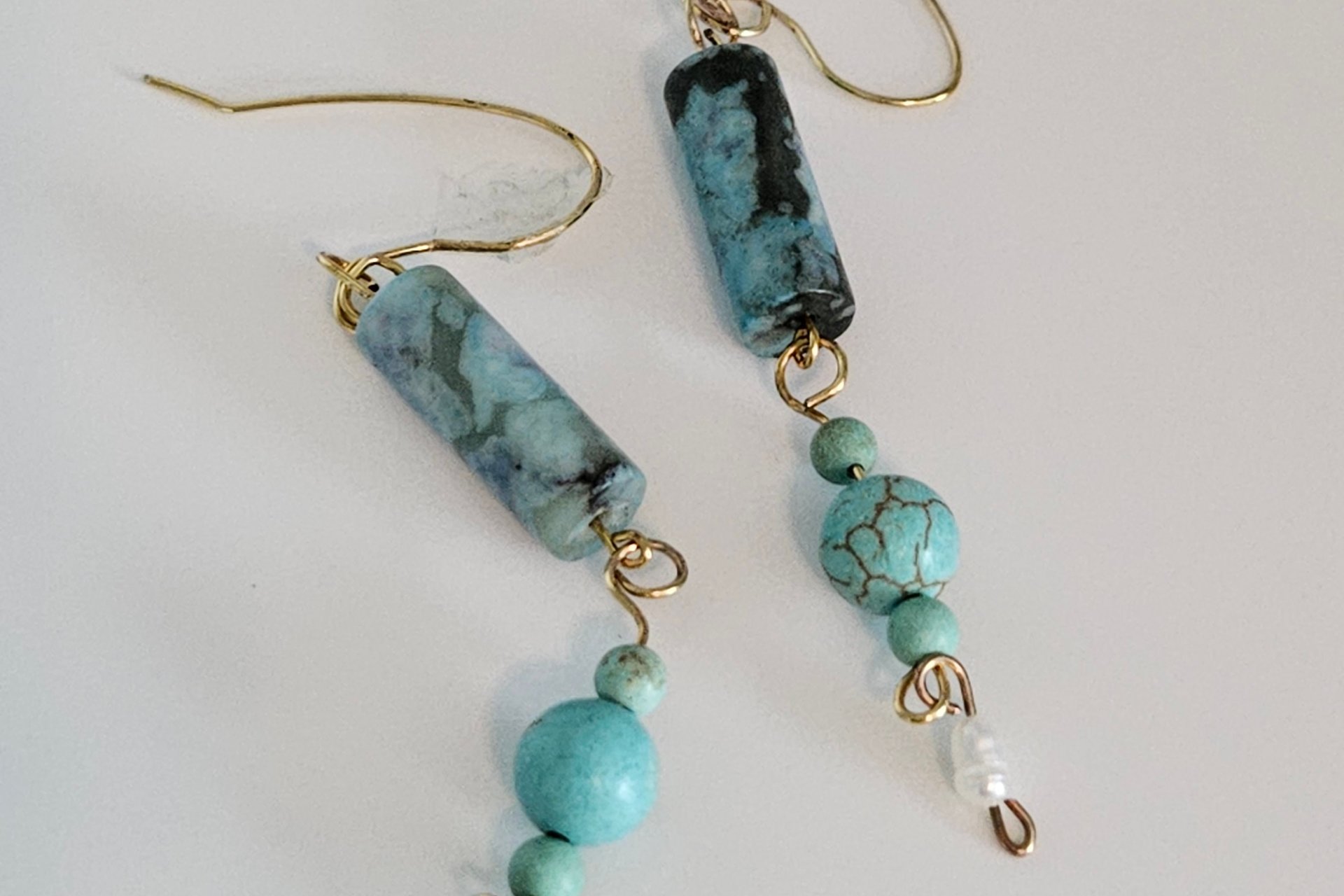 Genuine Turquoise and Pearl Earrings