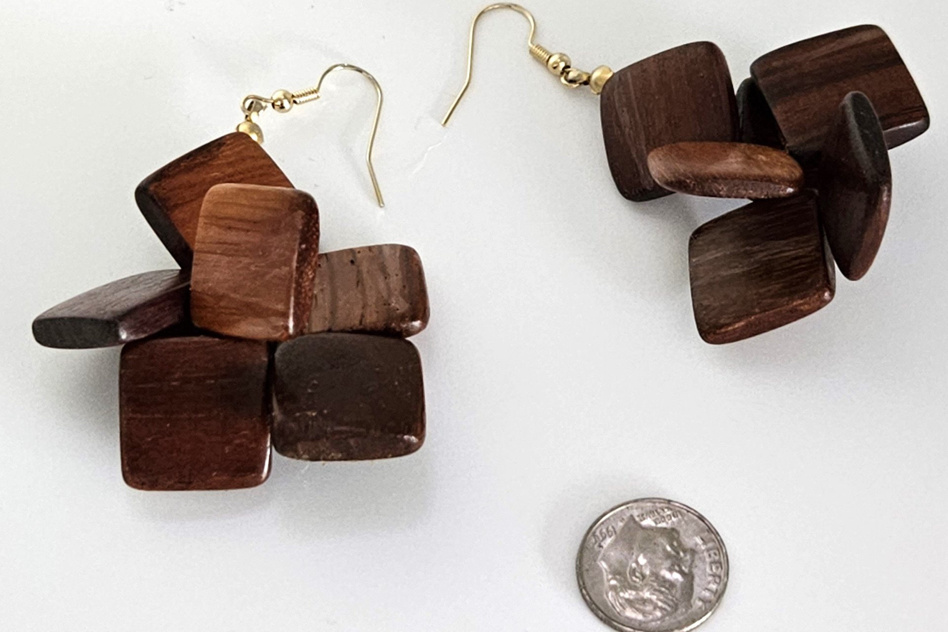 Retro Style Wooden Cluster Dangles
