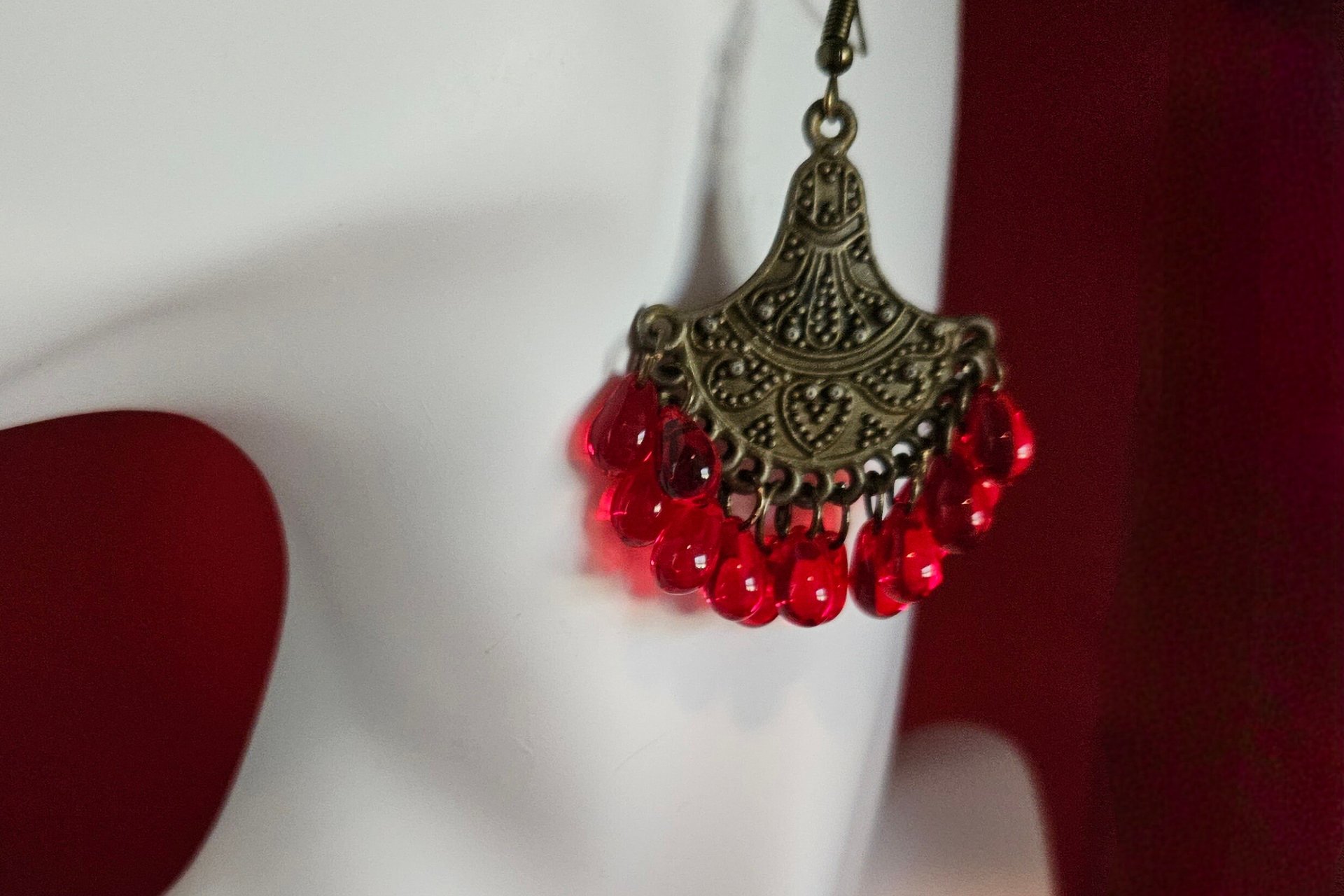 Pomegranate Red Czech Earrings