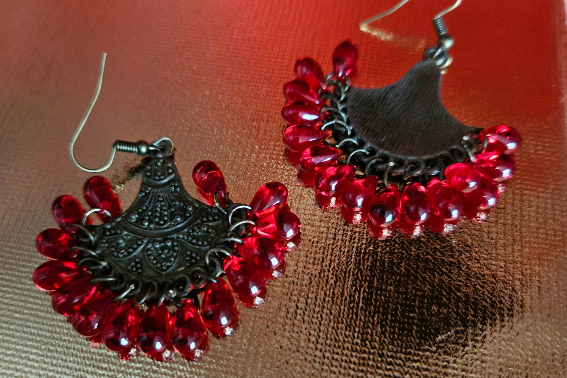 Pomegranate Red Czech Earrings