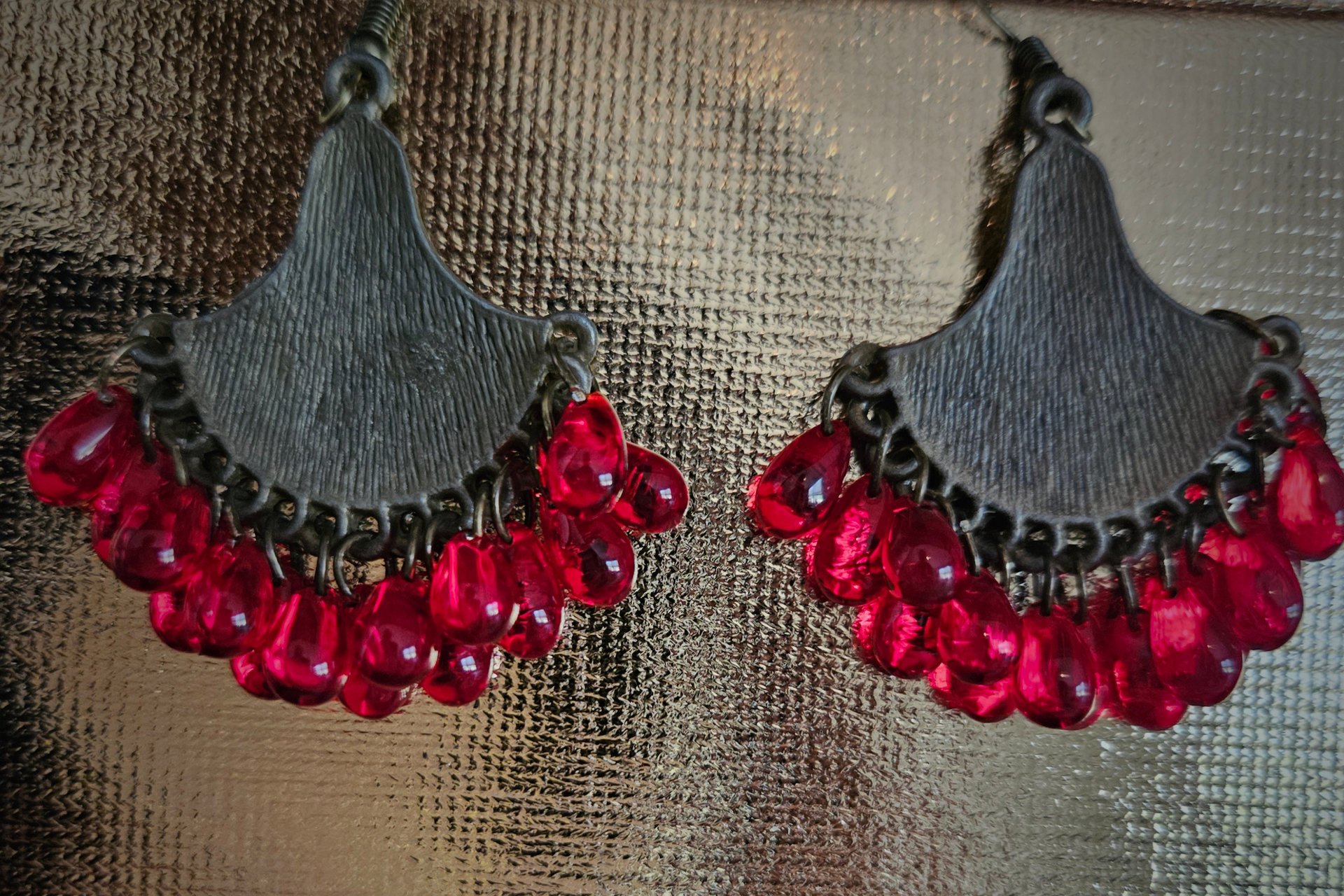Pomegranate Red Czech Earrings