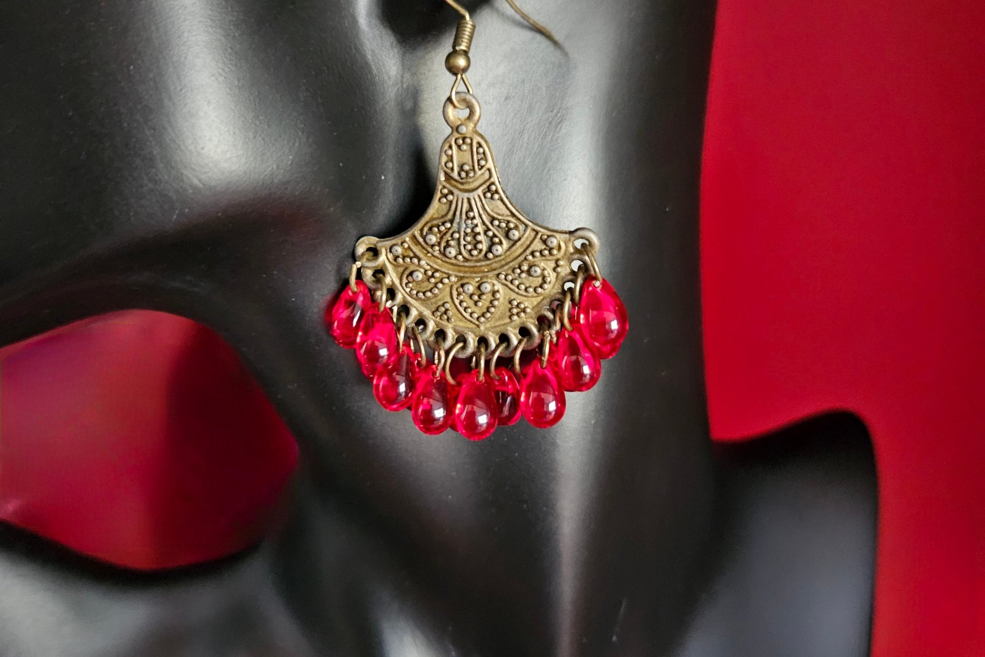 Pomegranate Red Czech Earrings