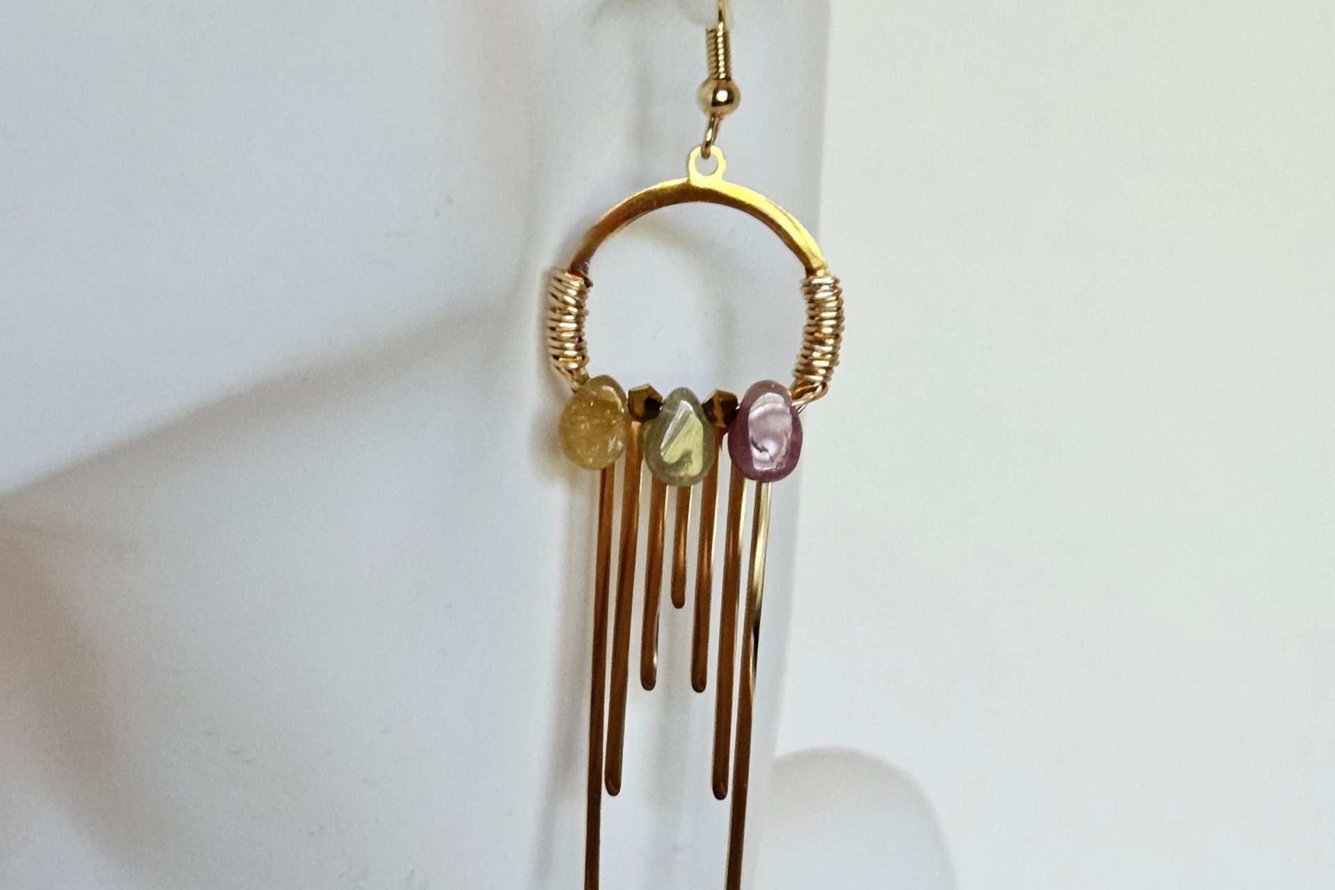 Tourmaline Geometric Dreamcatcher Earrings