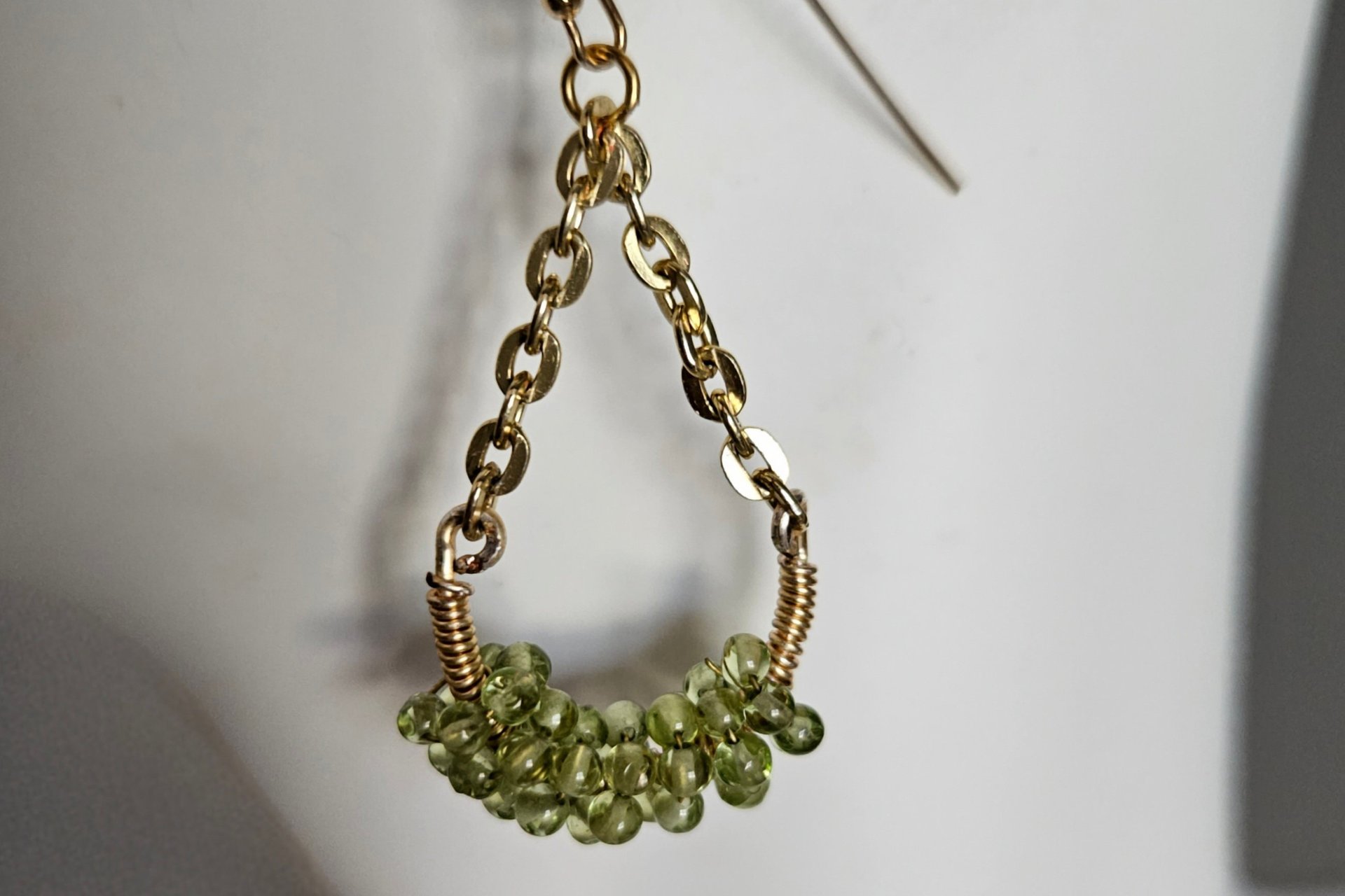 Wirewrapped Peridot Beads Earrings