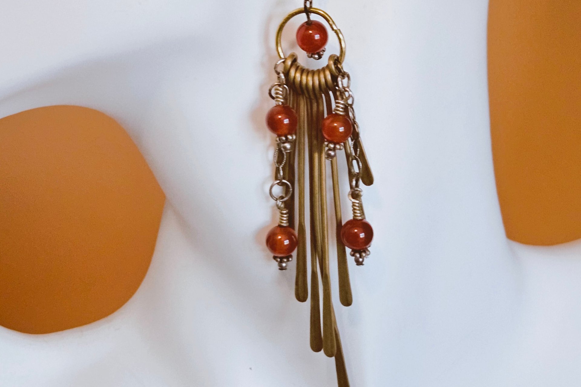 Bronze Paddles with Burnt Orange Crystal Earrings