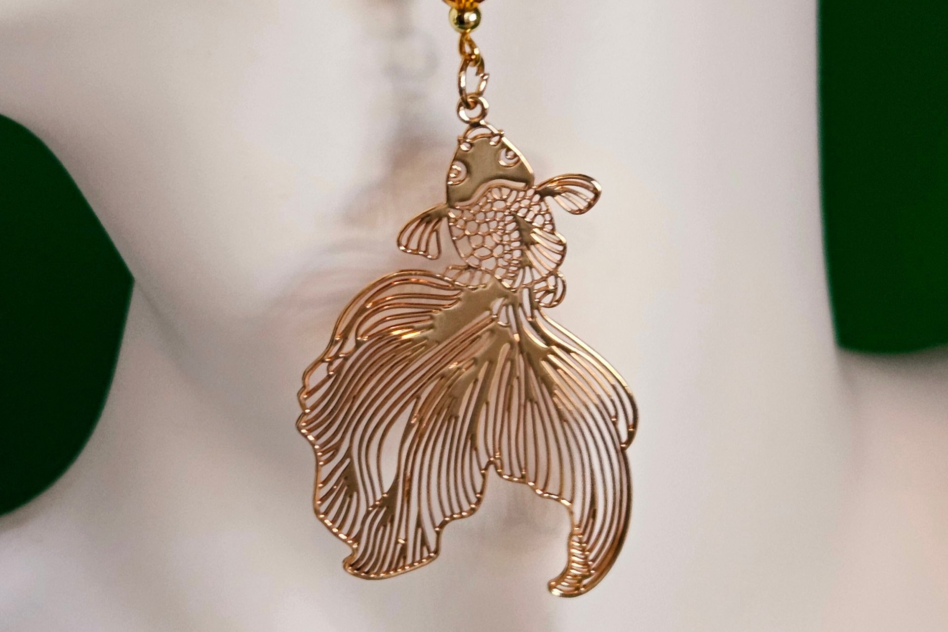Golden Fantail Filigree Earrings
