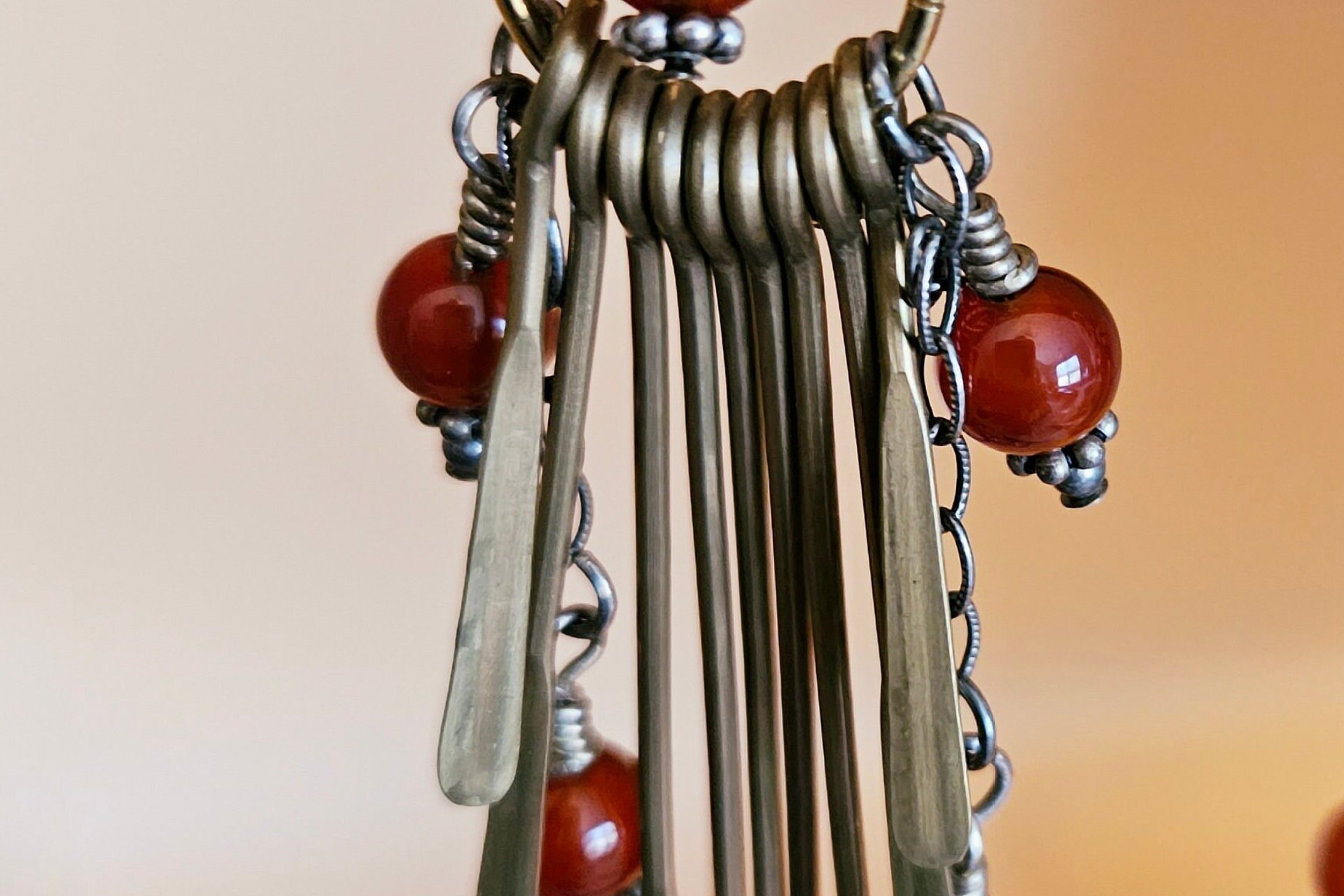 Bronze Paddles with Burnt Orange Crystal Earrings
