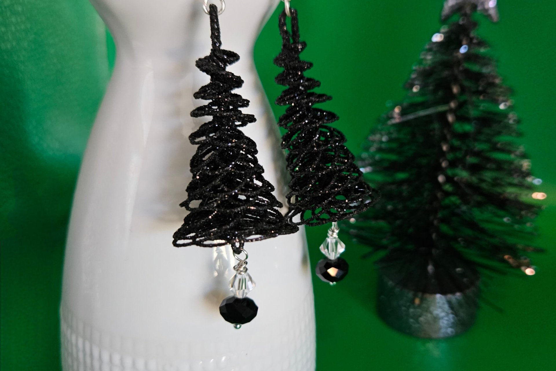 Black Christmas Tree Earrings or ornaments