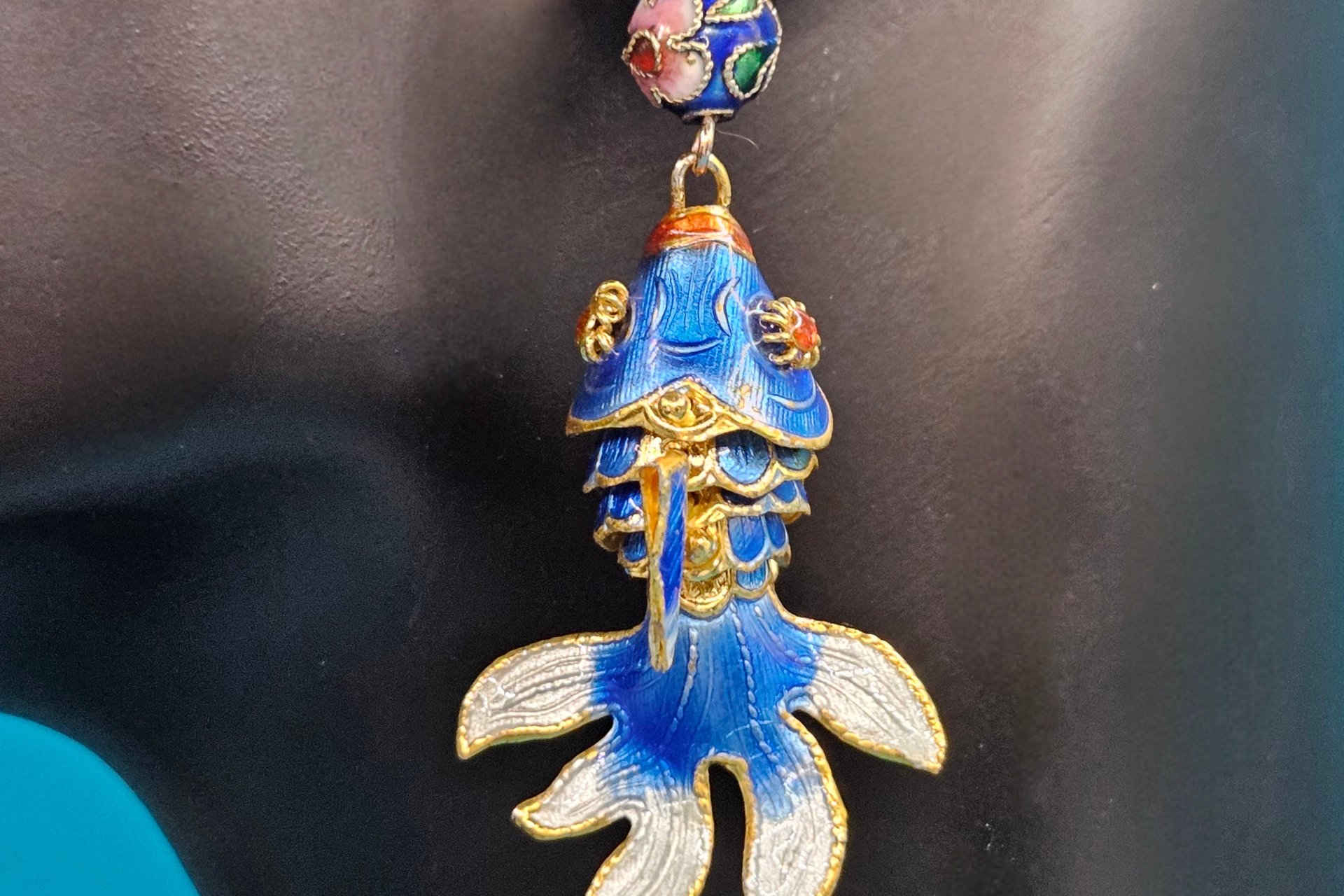 Cloisonne Fantail Goldfish Earrings