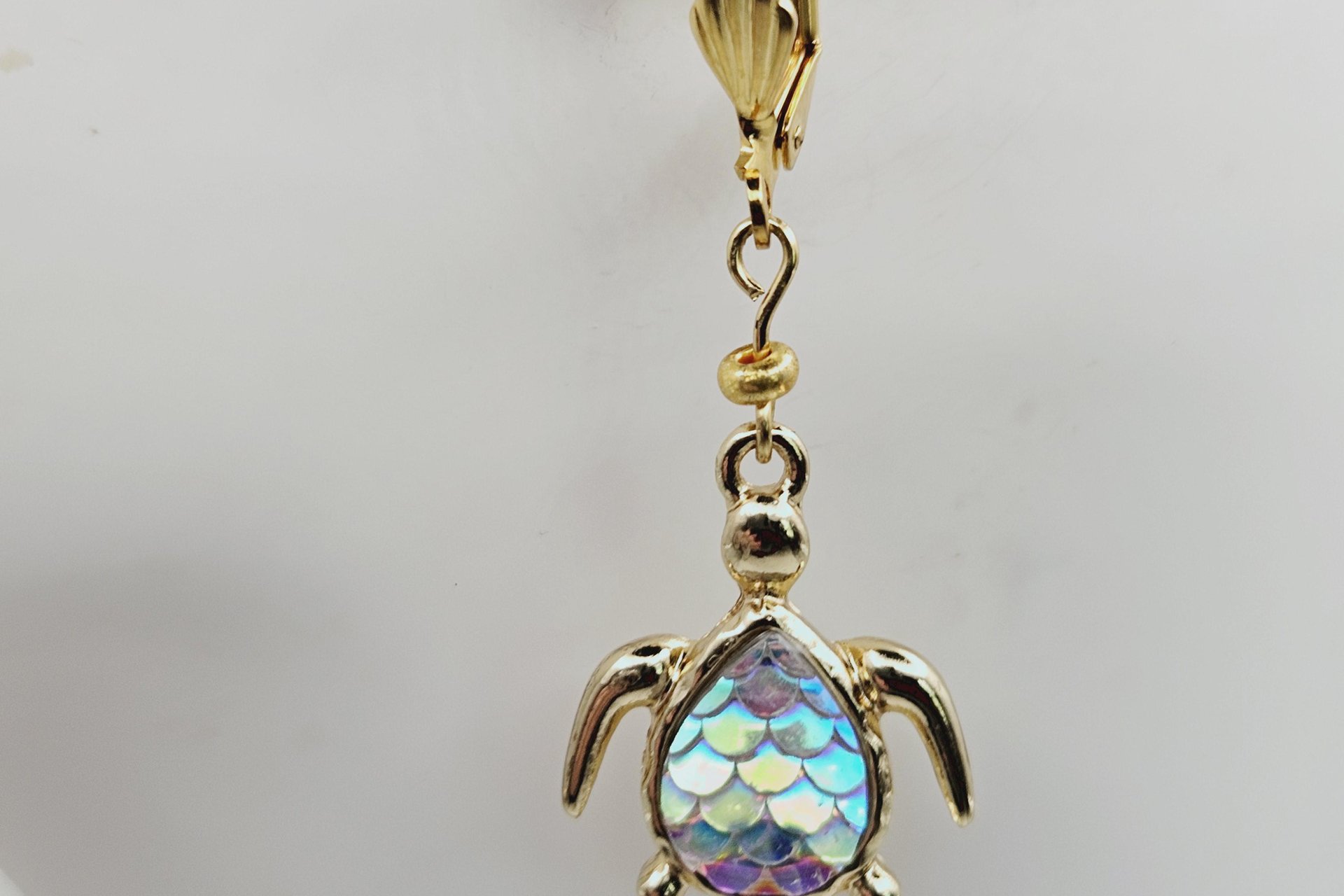 Sea Turtle Iridescent Earrings