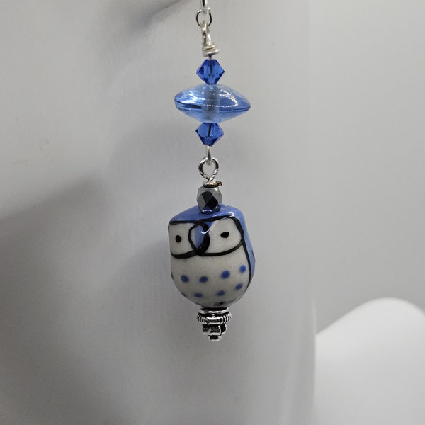 Mystical Blue Owl Earrings